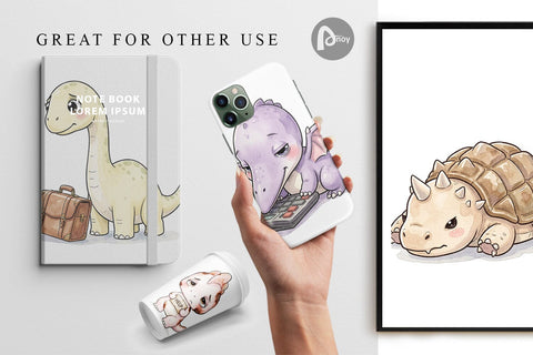 Digital Paper Exhausted Office Dinosaur Digital Pattern artnoy 