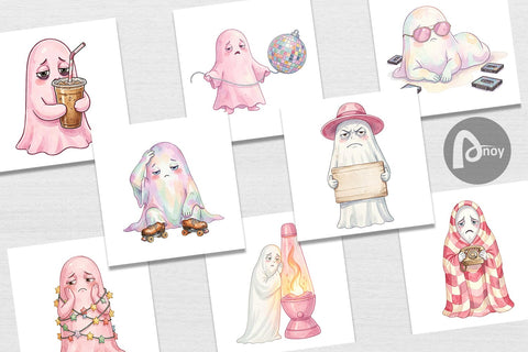 Digital Paper Exhausted Retro Ghost Pink Watercolor Digital Pattern artnoy 