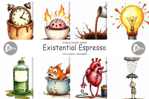 Digital Paper Existential Espresso Abstract Tooncore Digital Pattern artnoy 