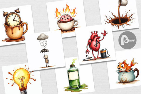 Digital Paper Existential Espresso Abstract Tooncore Digital Pattern artnoy 