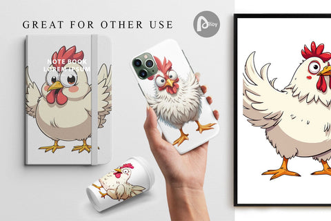 Digital Paper Expressive Chicken Digital Pattern artnoy 