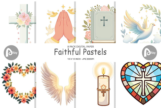 Digital Paper Faithful Pastels Digital Pattern artnoy 