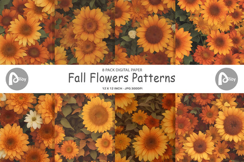 Digital Paper Fall Flowers Patterns Digital Pattern artnoy 