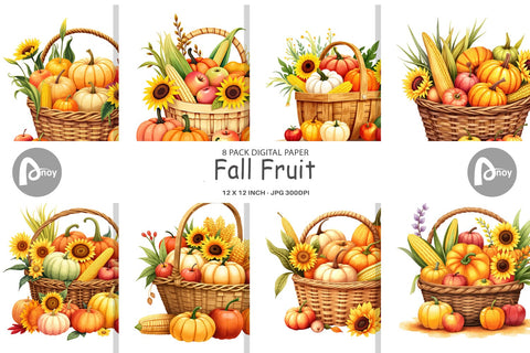Digital Paper Fall Fruit Digital Pattern artnoy 
