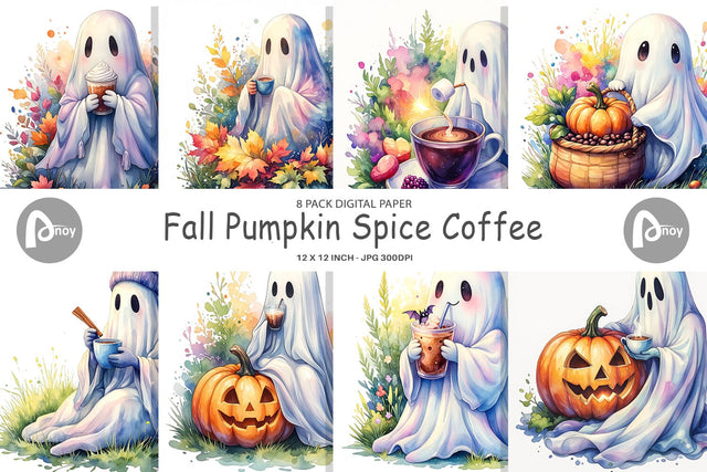 Digital Paper Fall Pumpkin Spice Coffee Sublimation artnoy 