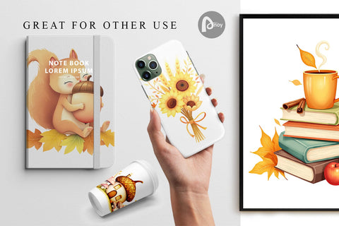 Digital Paper Fall Watercolor Set Digital Pattern artnoy 