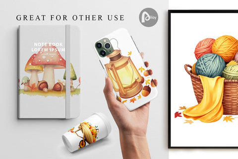 Digital Paper Fall Watercolor Set Digital Pattern artnoy 