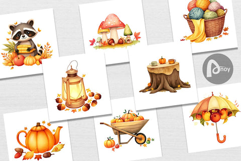 Digital Paper Fall Watercolor Set Digital Pattern artnoy 