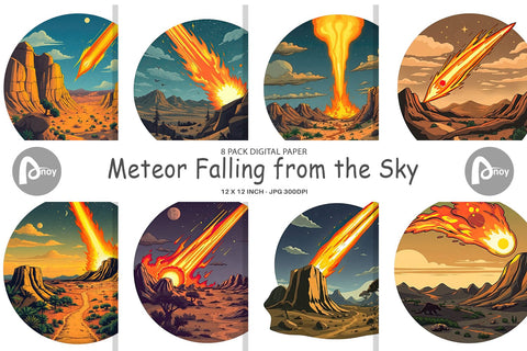 Digital Paper Falling Meteor Digital Pattern artnoy 