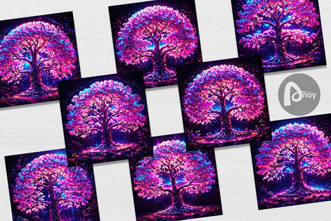 Digital Paper Fantastic Pink Tree Life Digital Pattern artnoy 