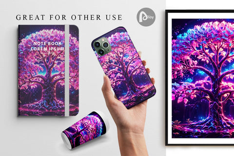 Digital Paper Fantastic Pink Tree Life Digital Pattern artnoy 