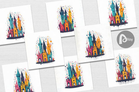 Digital Paper Fantasy Castle Digital Pattern artnoy 