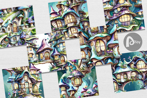 Digital Paper Fantasy House Pattern Digital Pattern artnoy 