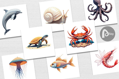 Digital Paper Fantasy Sea Creatures Sublimation artnoy 