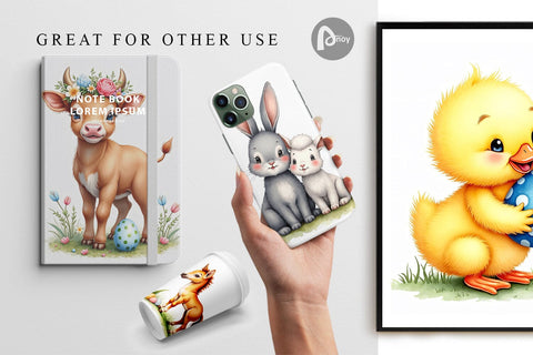 Digital Paper Farmhouse Baby Animals Digital Pattern artnoy 