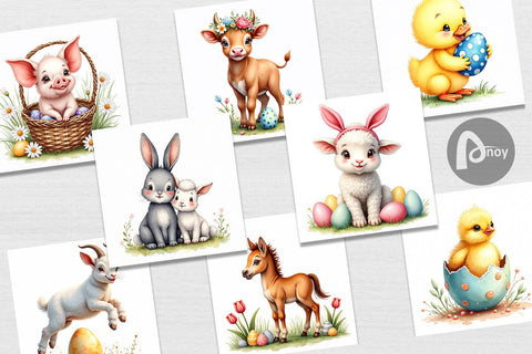 Digital Paper Farmhouse Baby Animals Digital Pattern artnoy 