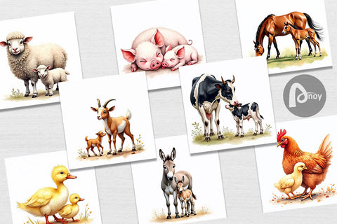 Digital Paper Farmyard Babies Digital Pattern artnoy 