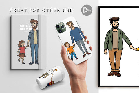 Digital Paper Father and Child Digital Pattern artnoy 