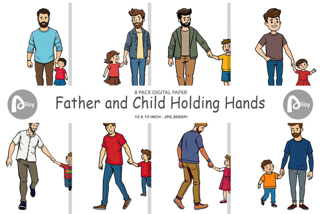 Digital Paper Father and Child Digital Pattern artnoy 