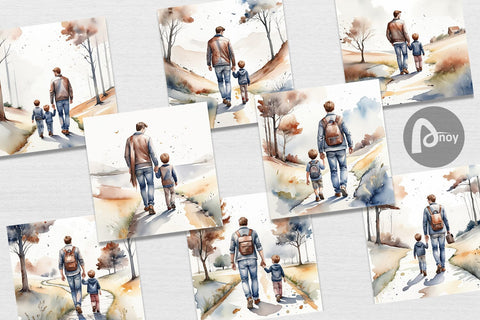 Digital Paper Father Day Watercolor Digital Pattern artnoy 