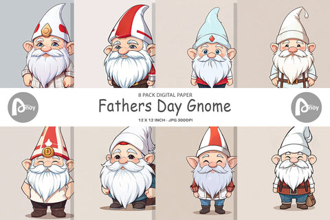 Digital Paper Father's Day Gnome Digital Pattern artnoy 