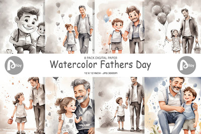 Digital Paper Father's Day Watercolor Digital Pattern artnoy 