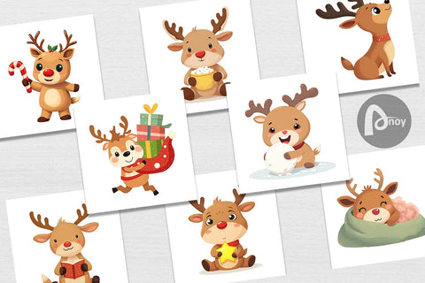 Digital Paper Festive Baby Rudolf Digital Pattern artnoy 