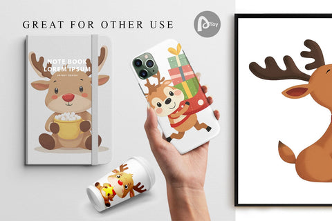 Digital Paper Festive Baby Rudolf Digital Pattern artnoy 