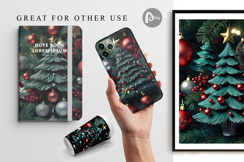 Digital Paper Festive Christmas Tree Digital Pattern artnoy 