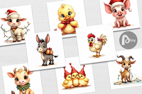 Digital Paper Festive Farmhouse Friends Vintage Christmas Digital Pattern artnoy 