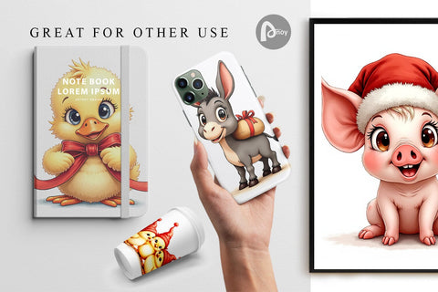 Digital Paper Festive Farmhouse Friends Vintage Christmas Digital Pattern artnoy 