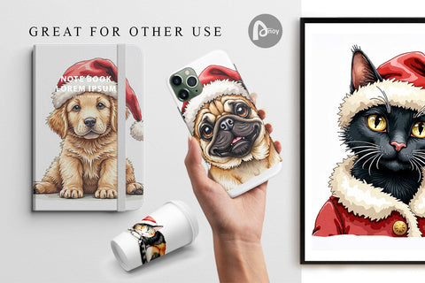 Digital Paper Festive Furry Friends Digital Pattern artnoy 