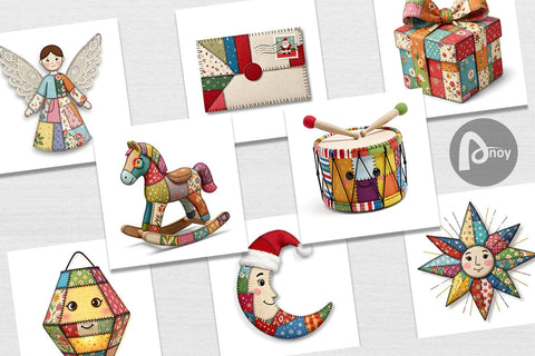 Digital Paper Festive Handcrafted Patchwork Digital Pattern artnoy 