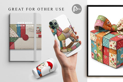 Digital Paper Festive Handcrafted Patchwork Digital Pattern artnoy 