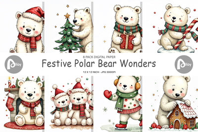 Digital Paper Festive Polar Wonders Digital Pattern artnoy 