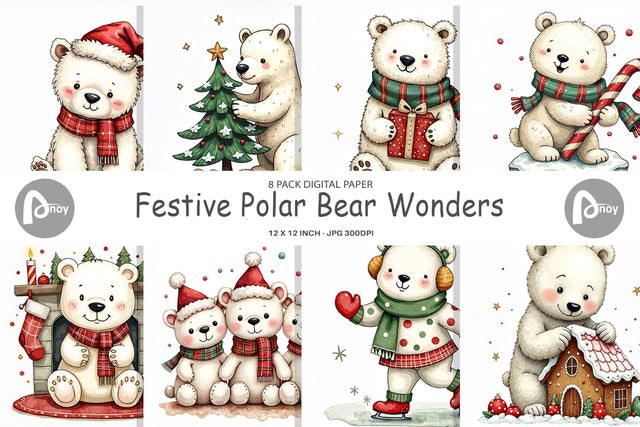 Digital Paper Festive Polar Wonders Digital Pattern artnoy 