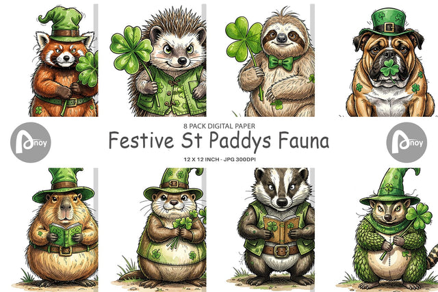 Digital Paper Festive St Paddys Fauna Digital Pattern artnoy 