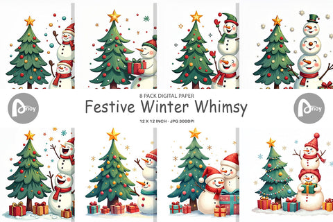 Digital Paper Festive Winter Whimsy Digital Pattern artnoy 