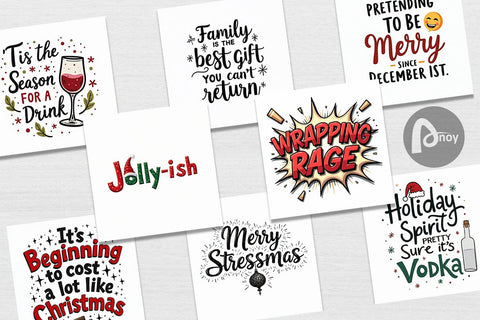 Digital Paper Festively Fed Up Relatable Holiday Stress Quotes Digital Pattern artnoy 