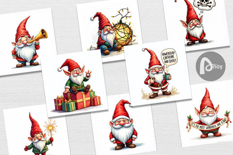 Digital Paper Festively Jaded: Cynical Gnome Digital Pattern artnoy 