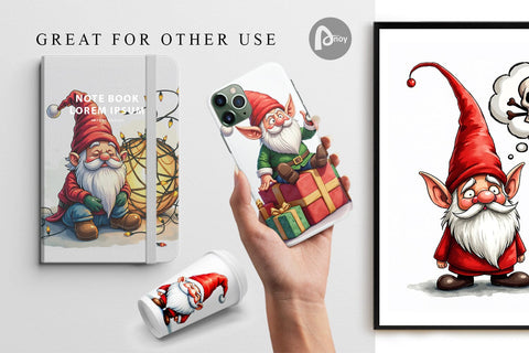 Digital Paper Festively Jaded: Cynical Gnome Digital Pattern artnoy 