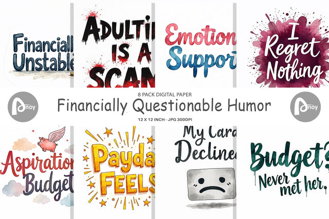 Digital Paper Financially Questionable Humor Digital Pattern artnoy 