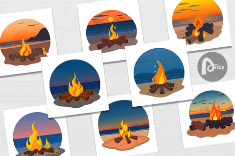 Digital Paper Fire Pit Digital Pattern artnoy 