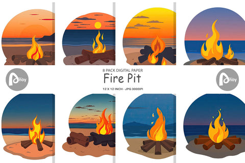 Digital Paper Fire Pit Digital Pattern artnoy 