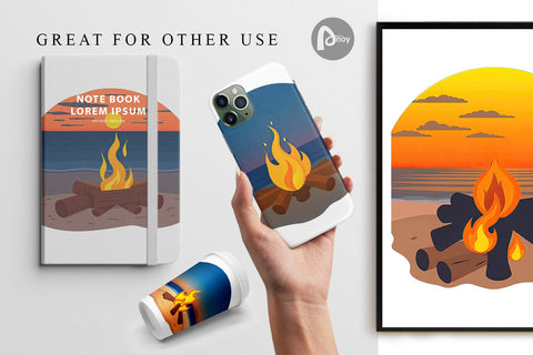 Digital Paper Fire Pit Digital Pattern artnoy 