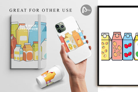 Digital Paper Flavored Milk Carton Digital Pattern artnoy 