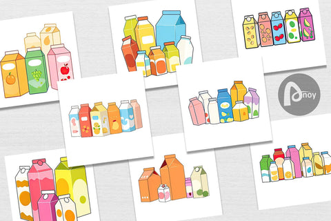 Digital Paper Flavored Milk Carton Digital Pattern artnoy 