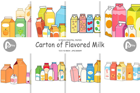 Digital Paper Flavored Milk Carton Digital Pattern artnoy 
