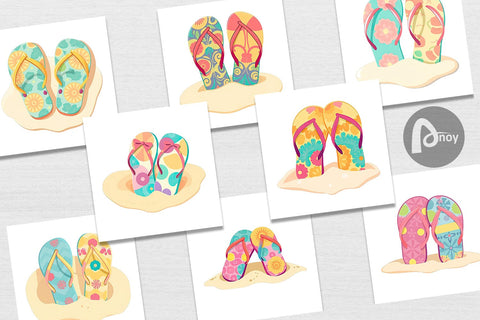 Digital Paper Flip-Flops Digital Pattern artnoy 