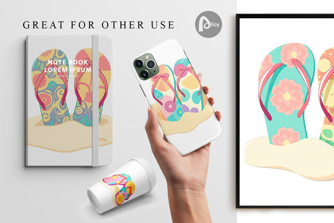 Digital Paper Flip-Flops Digital Pattern artnoy 